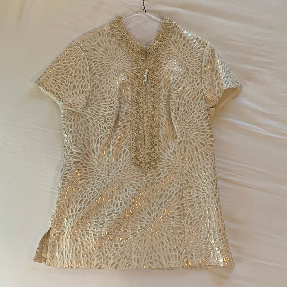 Lilly Pulitzer Size (10) Gold Shiny Top